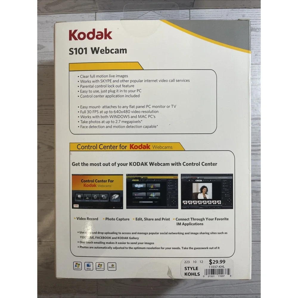 New Sealed Kodak S101 USB Webcam Built in Microphone‎ Windows And Mac OS Ready